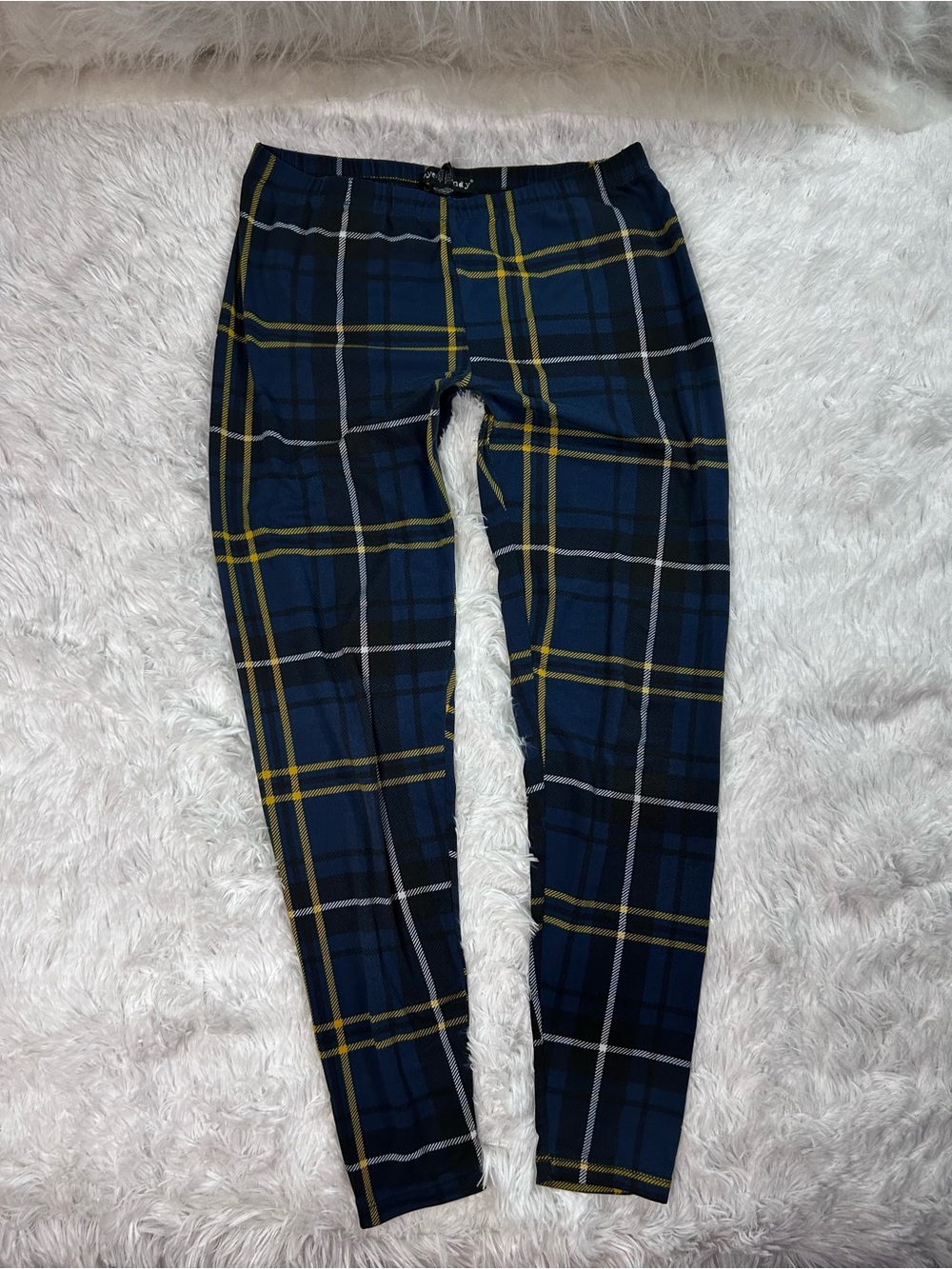 Blue plaid leggings